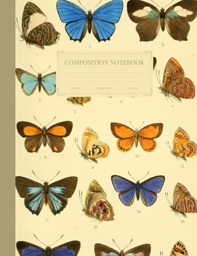 Composition Notebook: Vintage Butterfly Illustration, Transactions of the Entomological Society of London (1891) London, The Society. College Ruled, ... x 9.75