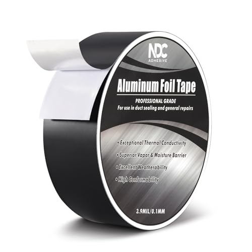 Image of Aluminum Foil Tape, 1.8 inch x 164Ft, Black | 3.94mil, Heat & UV Resistant, Waterproof for Ductwork Sealing, Dryer Vent, HVAC Air Insulation, Metal Repairs Patching