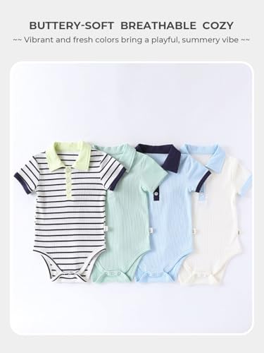 Enfants Chéris Polo Bodysuit Baby Boy Collared Short Sleeve Preppy Clothes 3-24 Months2