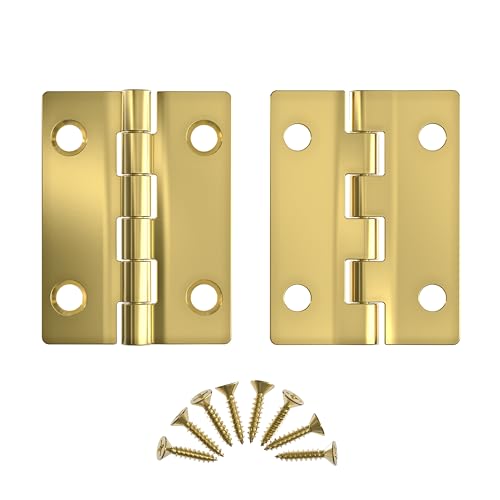 Bright Brass Butt Hinges - 2" x 1-1/2" - Pack of 8 - Flush Mount Cabinet Door Hinges - Furniture Hardware - BH7-SB (4)