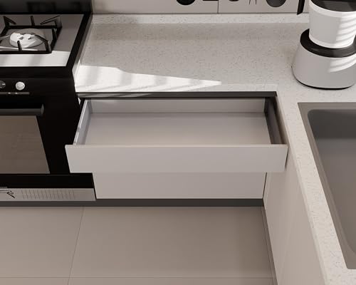 Image of LAPO Tandem Drawer Box for Kitchen Cabinets, Soft Close Mechanism, 20 Inch (500mm) & 4 Inch Height, 45 Kg Load Bearing, Ideal for Wardrobe and Kitchen, 3 Years Warranty (Grey Finish)