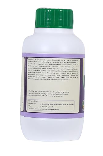 Image of PLANT'S BUDDY Bacillus Thuringiensis Kurstaki Liquid Insecticide for Plants (2x10⁹ CFU /ml) - 250 ml | Organic Insecticide for Plants for Caterpillar Control for Veggies, Fruits & Gardens