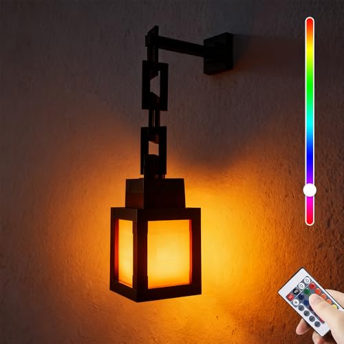 SGZIOO Lampe Murale Torche 16 Couleurs, Craft Lampe Torche, Rechargeable USB, Fonctionne à piles, 17,8 cm - Avec télécommande et variateur d'intensité, cosplay, chambre d'enfant, salon, salle de jeu