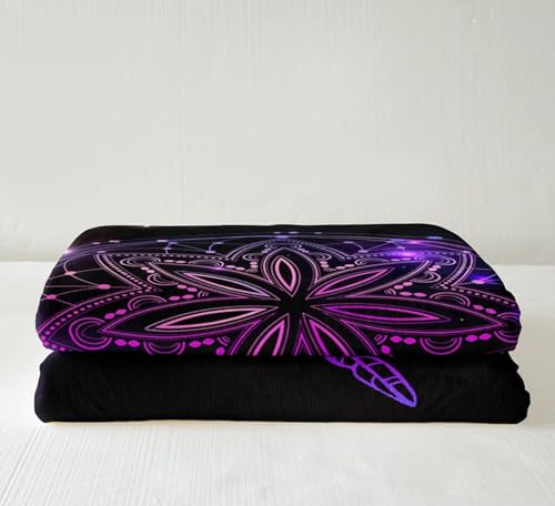 Homemissing Purple Dream Catcher Throw Blanket Bohemia Feather Decor Sherpa Blanket for Couch Bed Sofa Dream Catcher Fuzzy Blanket Decor Plush Throw Blanket 60x79 Inch - Image 3