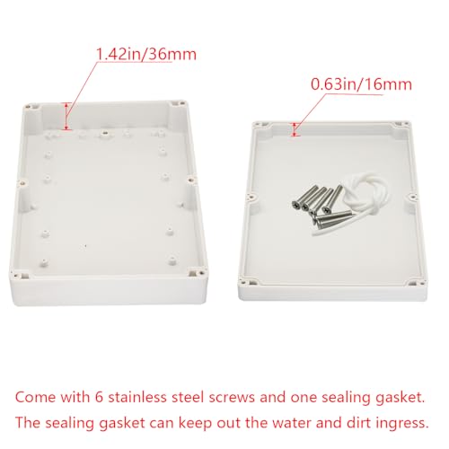 Raculety Project Box IP65 Waterproof Junction Box ABS Plastic Electrical Boxes DIY Electronic Project Case Power Enclosure White 10.35x7.17x2.36 inch (263 x 182 x60 mm) - Thumbnail 4