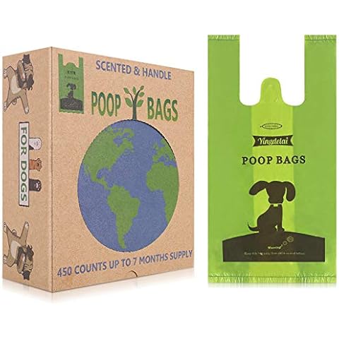 Yingdelai Biodegradable Dog Poo Bags with Tie Handles - 450 Value Pack Strong & Thick Dog Poop Bags,Fresh Scented Dog Poo Bags Cover