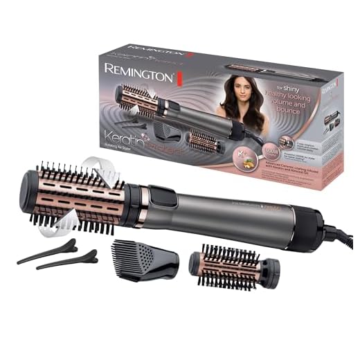 Remington AS8811 Keratin Protect - Cepillo Secador de Pelo Giratorio, Cepillo de Aire Rotatorio, Moldeador de Pelo, Queratina y Aceite de Almendra, 3 Accesorios, Moldea y da Volumen, Cerámica, 1000W