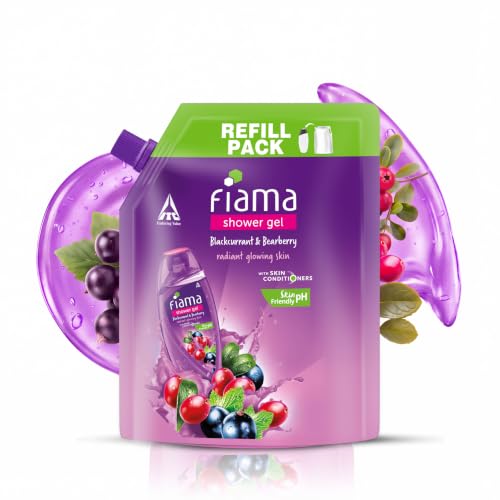Image of Fiama Body Wash Shower Gel Blackcurrant & Bearberry, 1.3L Bodywash Refill Value Pouch for Women & Men with Skin Conditioners for Radiant Glow, Skin Friendly pH