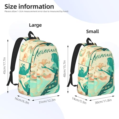 Retro Mermaid print Duffel Bag, Lightweight Duffel Bag, Casual Backpack, 17.7 x 6.3 x 12.2 inches4