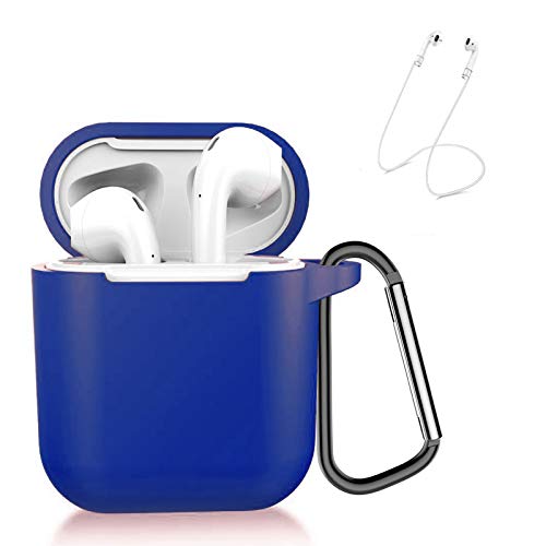 AirPods Case Felicey Protective Silicone Cover and Skin for Apple Airpods with Airpods Ear Hook/Airpods Rope/Skin (Blue)