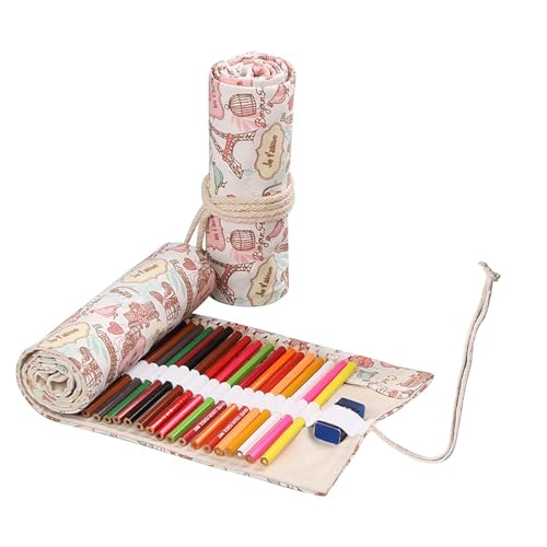 72 Slots Lápis Wrap Lápis Rolls, Lápis de Cor Artista Roll Up Bag, Pincéis Curtos Bolsa Case, Organizador de Lápis, para Desenhar Colorir e Esboçar