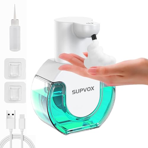 Supvox® Smart Auto Soap Dispenser Soap Foamer Dispenser No-Touch Automatic Soap Dispenser Fine Foam Dispenser 430ml Hand Wash Soap Foamer Handwash Dispenser for Kitchen Bathroom Office Public Area