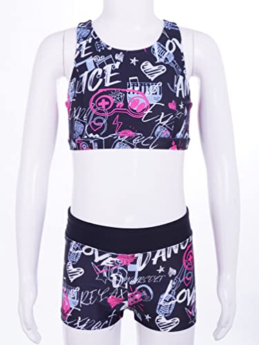 Girls Kids Swim/Gymnastics/Ballet/Dance/Sports 2 Pcs Outfit Crop Tanks Top with Booty Shorts Tracksuit3