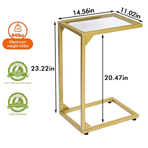 Amhancible C Table End Table Set Of 2, Tempered Glass C Shaped Side Tables, Couch Tables That Slide Under For Small Space, Livingroom, Office Het02Gct #TOP2