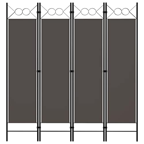 vidaXL Biombo Divisor de 4 Paneles de Pie Plegable Separador Habitación Dormitorio Estancia Decoración Partición Privacidad Gris Antracita 160x180 cm