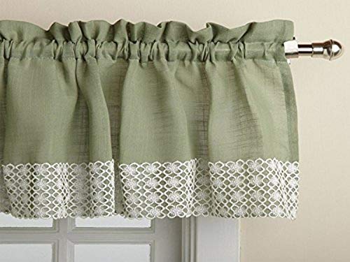 Image of Kitchen Curtains for Windows ✅ 40+ Styles & Colors ✅ Swag, Valance, Tier Sets & Panels ✅ Cafe Curtains for Farmhouse, Rustic, Modern Decor, Salem Sage, Valance