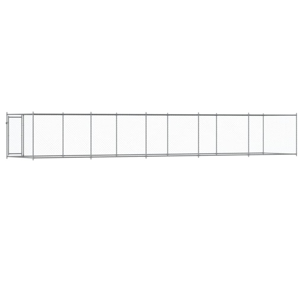 Perrera para perros con puerta, gris, 10 x 2 x 1,5 m, acero galvanizado, plegable, protección para exteriores e interiores, seguridad para perros, cachorros, parque infantil, jardín, camping