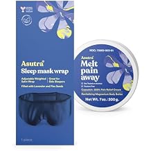 ASUTRA Bundle Set, 2 Products - 1 Magnesium Body Butter Lotion w/Capsaicin and 1 Navy Eye Pillow Wrap for Sleep Filled w/Lavender Buds & Flax Seeds