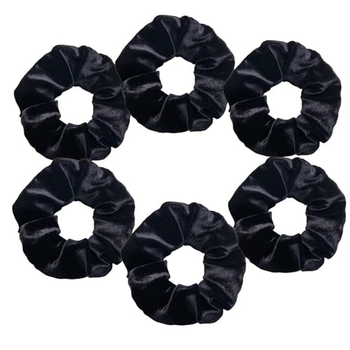 Coleteros negros for mujer, bandas elásticas for el pelo, accesorios for cabello grandes for niñas(6pcs Black)