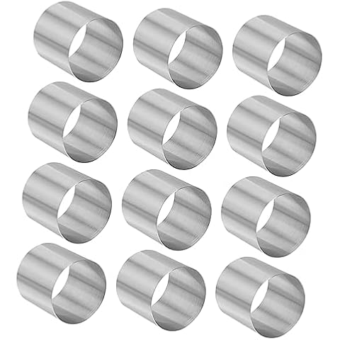 GOOHOCHY 12Pcs Stainless Steel Round Cake Ring Molds for Pastry Baking Cake Making Tools for Cakes and Desserts Cover