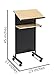 Audio-Visual Direct Wheeled Lectern - Standing Desk with Storage Shelf - Beech/Black - Ideal for Presentations and Laptop Use