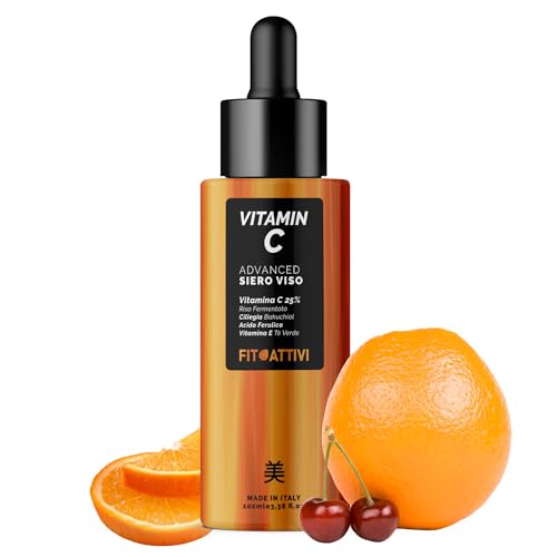 FITOAKTIVI Sérum Facial Vitamina C 100 ml - Cuidado de la Piel Coreano con Ácido Hialurónico, Bakuchiol, Té Verde, Antimanchas, Iluminación, Natural Anti-Aging, Piel Radiante, Fabricado en Italia
