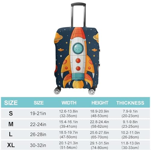 Rocket Clipart Space Ship Printed Luggage Cover Protector, Fits 18-32 Inch Luggage2