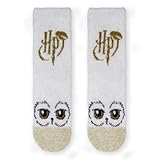 Harry Potter Hedwig Owl Damen Flauschige Kuschelsocken Weiß HP Logo Design