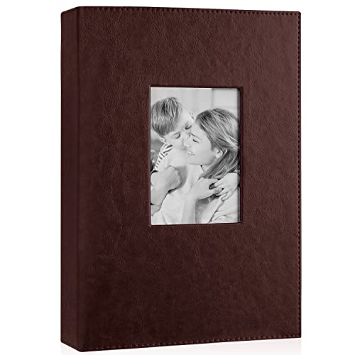 Benjia Photo Album 300 Pockets 6x4 Photos, Extra Large Size Leather Cover Slip in Wedding Family Photo Albums that Holds 300 6x4" / 10x15cm Photos Pictures Brown