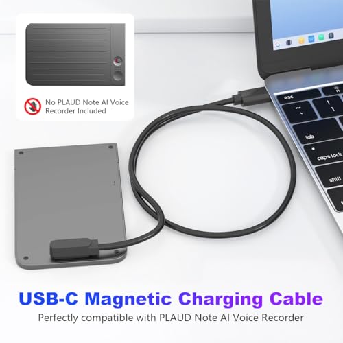 Image of ZORBES 5W Charger for PLAUD Note AI Voice Recorder, Plaid Charger Replacement USB-A /C Charging Cable Cord, USB C to 4-Pin Magnetic Connector for PLAUD Note Pro A, Plug and Go(3.3ft /1m)