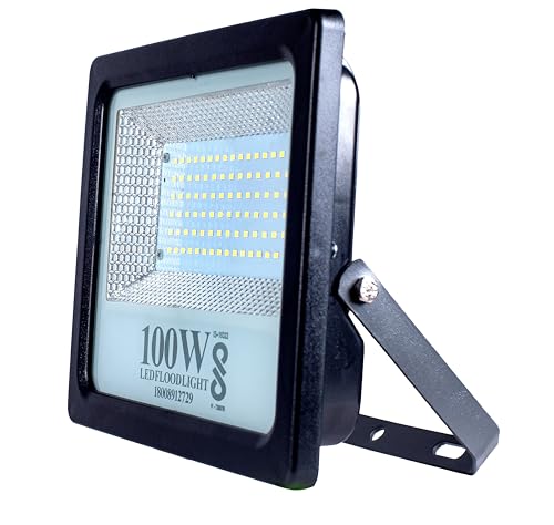 Image of PE 100W BIS Approved LED Flood Light - Waterproof IP65 Polycarbonate Body, 10,000 Lumens, Cool White for Factory, Warehouse, Stadium, Parking | Energy Saving, 2 Year Warranty (Pack of 1)