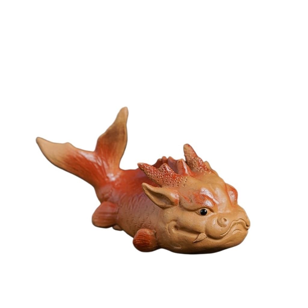 SAMCIOI Tea Pet Kung Fu Tea Set Purple Sand Fish Dragon Tea Pet Home Sculpture Ornaments Kung Fu Set Suitable for Office Living Room Teaware Ornaments