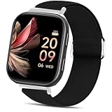 Compatible for FITVII Fitness Tracker Bands, 20mm, 22mm Stretch Elastics Nylon Adjustable Replacement Strap Accessories Compatible for FITVII HM57, HM78, HM68, HM21, H56, H86 Smart Watch Fitness Tracker (Black, 20mm size band)