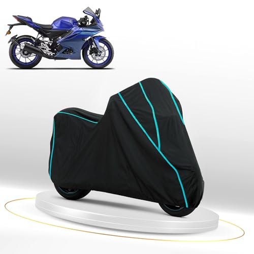Image of Waterproof Bike Cover for Yamaha R15 | Dustproof, UV Heat Resistant & Windproof with Full Bottom Elastic, Heavy Duty Polyester Fabric, Triple Stitched - Black