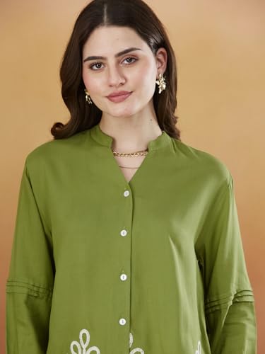 Image of J TURRITOPSIS Women's Rayon Stylish Embroidered Shirt