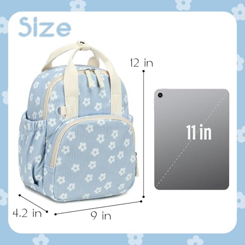 Image of Bluboon Toddler Backpack for Girls Boys 2-4 Cute 12 inch Preschool Kindergarten Backpacks Kids Daycare Bags School Travel (White Flower-Blue, Age 2-4 (12 inch H not Fit A4 Folder))
