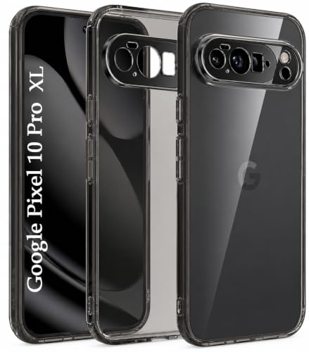 Image of VONZEE Compatible with Google Pixel 10 Pro XL Back Cover Case Clear,[ Anti Yellow ][Military Grade Protection] Hard PC Back Cover Transparent-Black