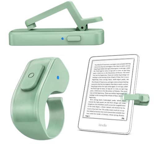 Image of Case-Friendly Page Turner Ring for Kindle Paperwhite Oasis Kobo eReaders | Camera Camcorder Remote Controls, Page Turner Clicker for iPhone ipad Tablets with Storage Bag Green