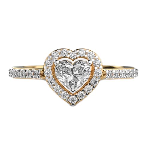 Bague argent sterling 925 plaqué or moissanite cœur fait main luxe