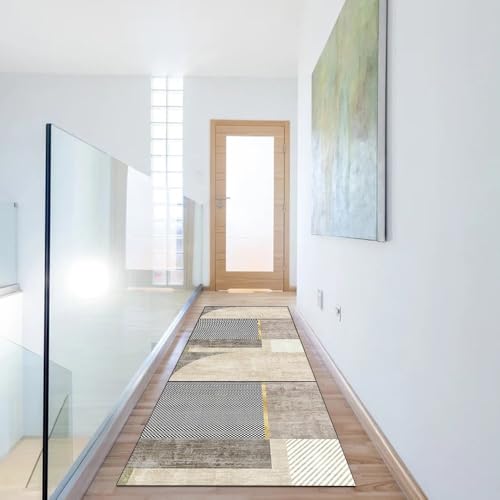 Alfombra de pasillo beige de 120 x 200 cm lavable para cocina 6