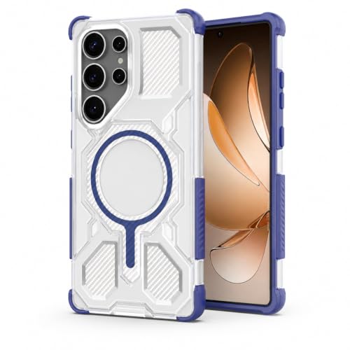 Image of MagPro Armor Grip Case for Samsung Galaxy S25 Ultra | Strong MagSafe Compatible Cover, Rugged Hybrid Protection, Hard PC Back, Soft TPU Bumper, Shockproof, Scratch Resistant | Blue