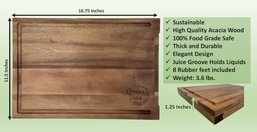 Tabla de cortar rectangular de madera de acacia con contenedores plegables miniatura 2