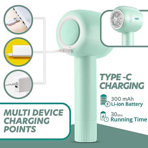 Image of VGR Lint Remover - Bobble Remover for Clothes, Fabric Shaver, Jumper Debobbler, Electric Fuzz Defuzzer, Fluff Cleaner, Portable Wool Depiller, Garment Restorer, Clothing Renewal Tool
