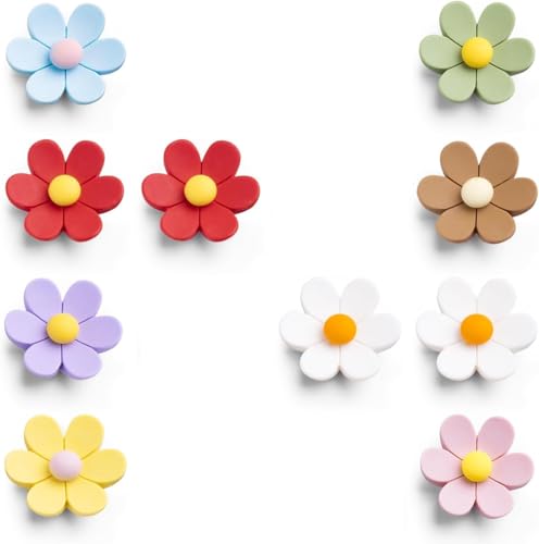 Image of K.K. VillA Beautiful 3D Flower Fridge Magnets for Home & Office | Strong Decorative Magnets for Refrigerator, Locker, Whiteboard & Kitchen Use | Multicolour Floral Design (Pack of 10, Medium)