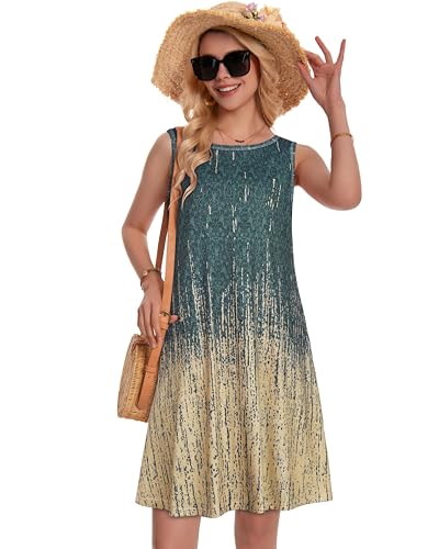 Image of Summer Dresses for Women Beach Boho Sleeveless Vintage Floral Flowy Pocket Tshirt Tank Sundresses 2026