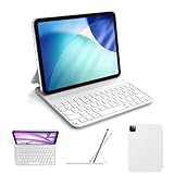 HOU Tastiera Bluetooth per iPad Air 6a/5a/4a/Pro 11, Air 11 Pollici(M3/M2, 2025/2024), Custodia in Ecopelle con Tastiera, Angolo Ergonomico, Disposizione ltaliana, Bianco