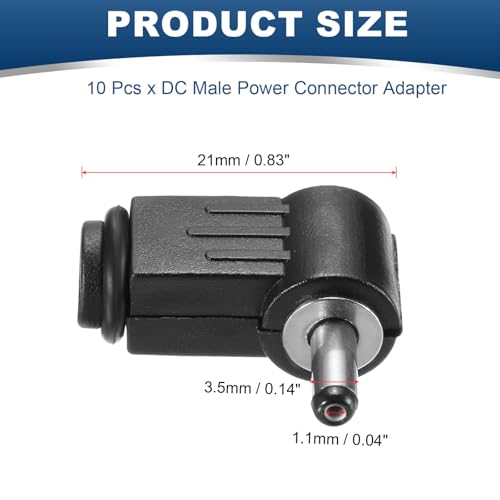Adaptador macho de corriente DC 3.5x1.1mm, pack 10 piezas miniatura 2