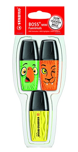 Stabilo Boss Mini ' – ' funnimals – Subrayador (3 unidades), varios colores
