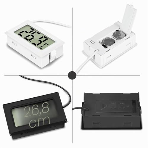 Miniatura 2 de Thlevel Termómetro Acuario Higrometro Digital Casa Termometro Interior Sensor Temperatura Y Medidor De Humedad Con Sonda Impermeable Para Refrigerador Congelador 2 Blanco 2 Negro
