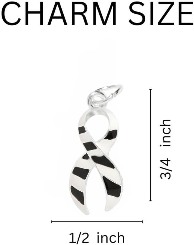 Large Zebra Print Ribbon Charms - Perfect for DIY Projects - Make a Statement and Support Ehlers-Danlos Syndrome and Rare Disease Awareness with Style